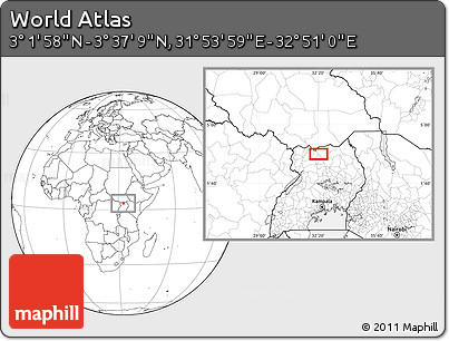 Blank Location Map of the Area around 3° 19' 33" N, 32° 22' 30" E
