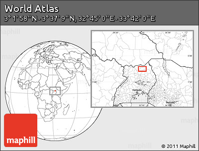 Blank Location Map of the Area around 3° 19' 33" N, 33° 13' 30" E