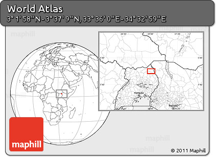 Blank Location Map of the Area around 3° 19' 33" N, 34° 4' 30" E