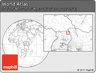 Blank Location Map of the Area around 3° 19' 33" N, 34° 4' 30" E