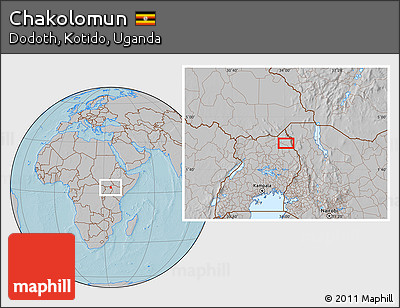 Gray Location Map of Chakolomun, hill shading
