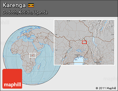 Gray Location Map of Karenga, hill shading