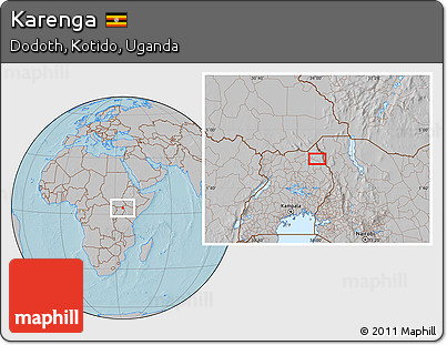Gray Location Map of Karenga, hill shading