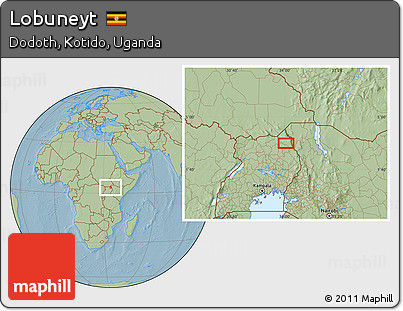 Savanna Style Location Map of Lobuneyt, hill shading
