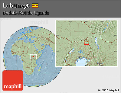Savanna Style Location Map of Lobuneyt, hill shading