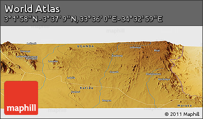 Physical Panoramic Map of the Area around 3° 19' 33" N, 34° 4' 30" E
