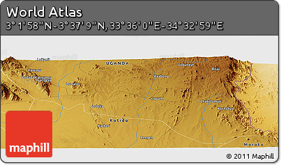 Physical Panoramic Map of the Area around 3° 19' 33" N, 34° 4' 30" E