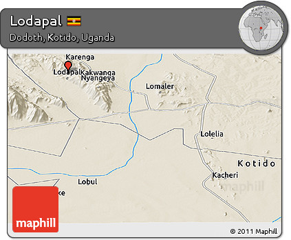 Shaded Relief Panoramic Map of Lodapal