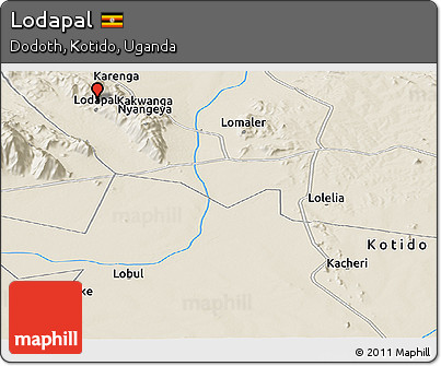 Shaded Relief Panoramic Map of Lodapal