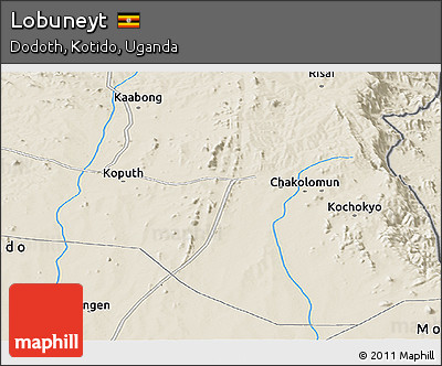 Shaded Relief Panoramic Map of Lobuneyt