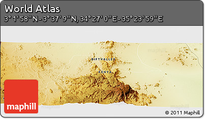 Physical Panoramic Map of the Area around 3° 19' 33" N, 34° 55' 29" E