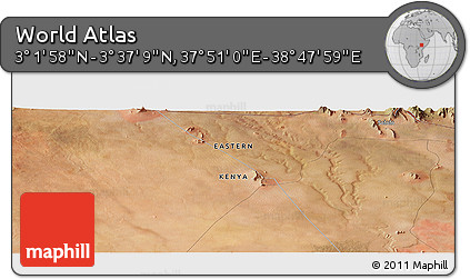 Satellite Panoramic Map of the Area around 3° 19' 33" N, 38° 19' 30" E