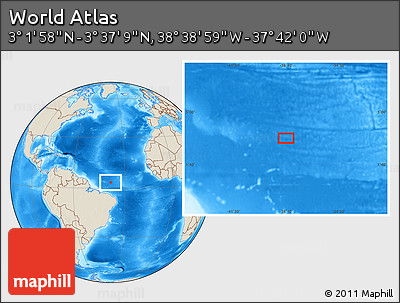 Shaded Relief Location Map of the Area around 3° 19' 33" N, 38° 10' 29" W