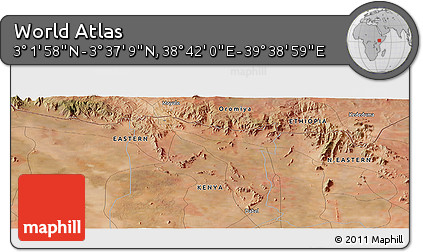 Satellite Panoramic Map of the Area around 3° 19' 33" N, 39° 10' 29" E
