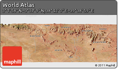 Satellite Panoramic Map of the Area around 3° 19' 33" N, 39° 10' 29" E