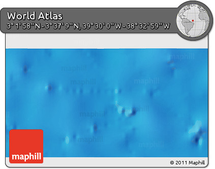 Shaded Relief 3D Map of the Area around 3° 19' 33" N, 39° 1' 29" W
