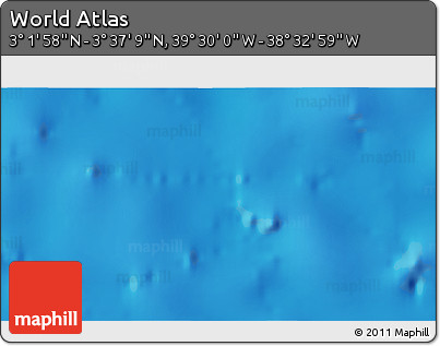 Shaded Relief 3D Map of the Area around 3° 19' 33" N, 39° 1' 29" W