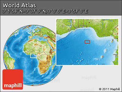 Physical Location Map of the Area around 3° 19' 33" N, 3° 28' 30" E