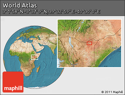 Satellite Location Map of the Area around 3° 19' 33" N, 40° 1' 29" E
