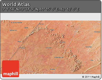 Satellite 3D Map of the Area around 3° 19' 33" N, 41° 43' 30" E