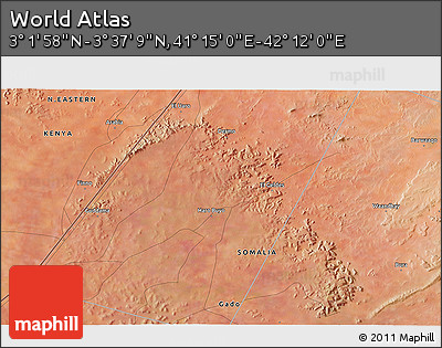 Satellite 3D Map of the Area around 3° 19' 33" N, 41° 43' 30" E