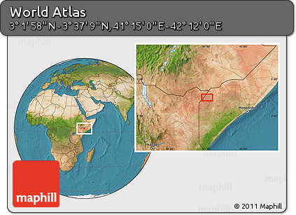 Satellite Location Map of the Area around 3° 19' 33" N, 41° 43' 30" E