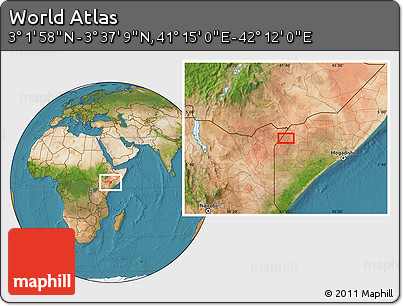 Satellite Location Map of the Area around 3° 19' 33" N, 41° 43' 30" E