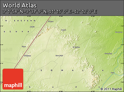 Physical Map of the Area around 3° 19' 33" N, 41° 43' 30" E