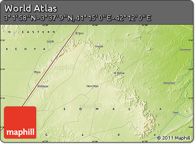Physical Map of the Area around 3° 19' 33" N, 41° 43' 30" E