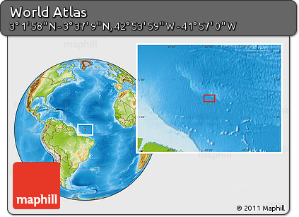 Physical Location Map of the Area around 3° 19' 33" N, 42° 25' 29" W