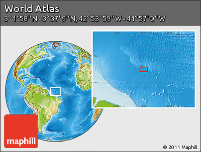 Physical Location Map of the Area around 3° 19' 33" N, 42° 25' 29" W