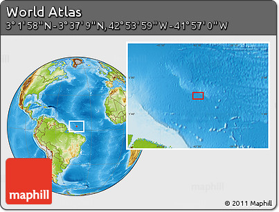 Physical Location Map of the Area around 3° 19' 33" N, 42° 25' 29" W