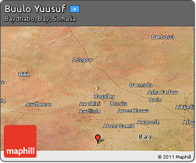 Satellite Panoramic Map of Buulo Yuusuf