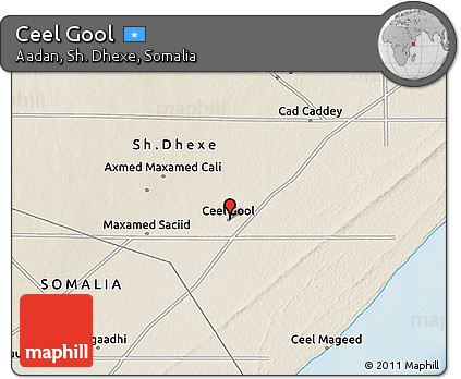 Shaded Relief 3D Map of Ceel Gool