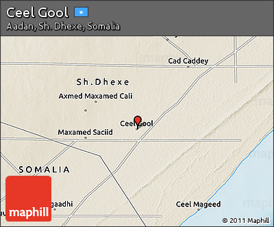 Shaded Relief 3D Map of Ceel Gool