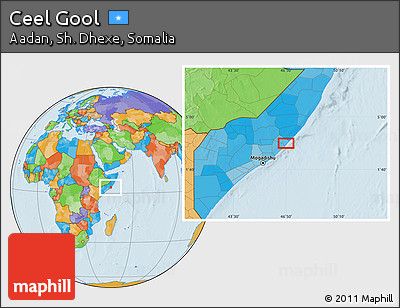 Political Location Map of Ceel Gool