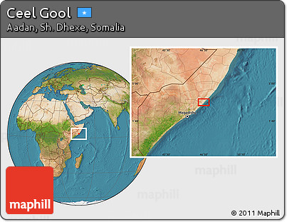 Satellite Location Map of Ceel Gool