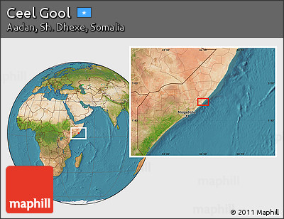 Satellite Location Map of Ceel Gool