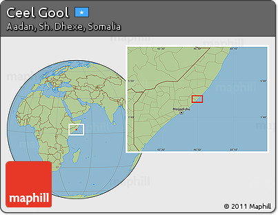 Savanna Style Location Map of Ceel Gool