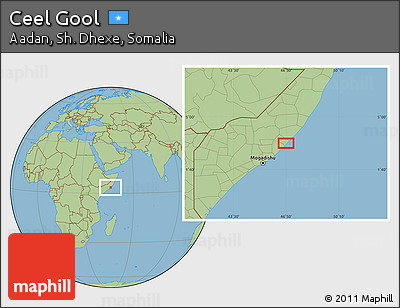 Savanna Style Location Map of Ceel Gool