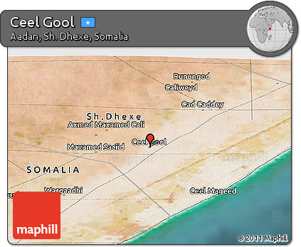 Satellite Panoramic Map of Ceel Gool
