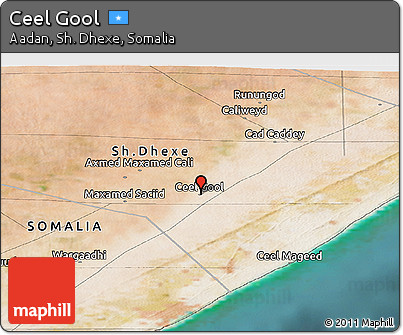 Satellite Panoramic Map of Ceel Gool