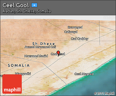 Satellite Panoramic Map of Ceel Gool
