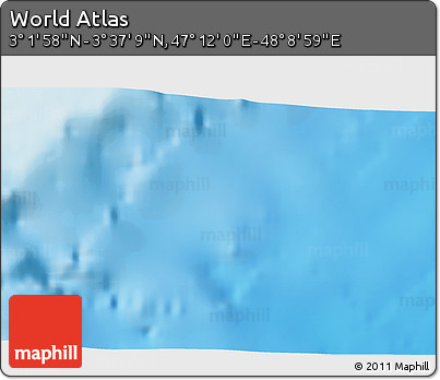 Shaded Relief 3D Map of the Area around 3° 19' 33" N, 47° 40' 29" E