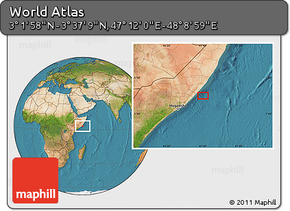 Satellite Location Map of the Area around 3° 19' 33" N, 47° 40' 29" E