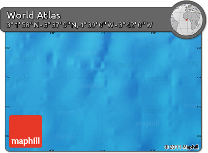 Shaded Relief Map of the Area around 3° 19' 33" N, 4° 10' 30" W