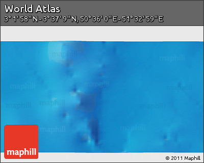 Physical 3D Map of the Area around 3° 19' 33" N, 51° 4' 30" E