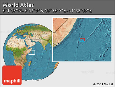 Satellite Location Map of the Area around 3° 19' 33" N, 51° 4' 30" E