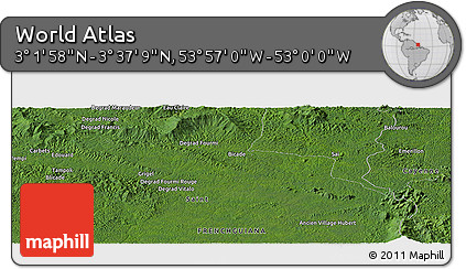 Satellite Panoramic Map of the Area around 3° 19' 33" N, 53° 28' 30" W