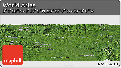 Satellite Panoramic Map of the Area around 3° 19' 33" N, 53° 28' 30" W